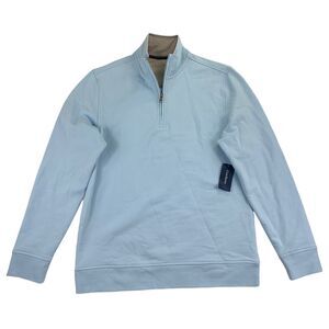 Club Room Mens 1/4-Zip Fleece Pullover Sweatshirt Light Blue S